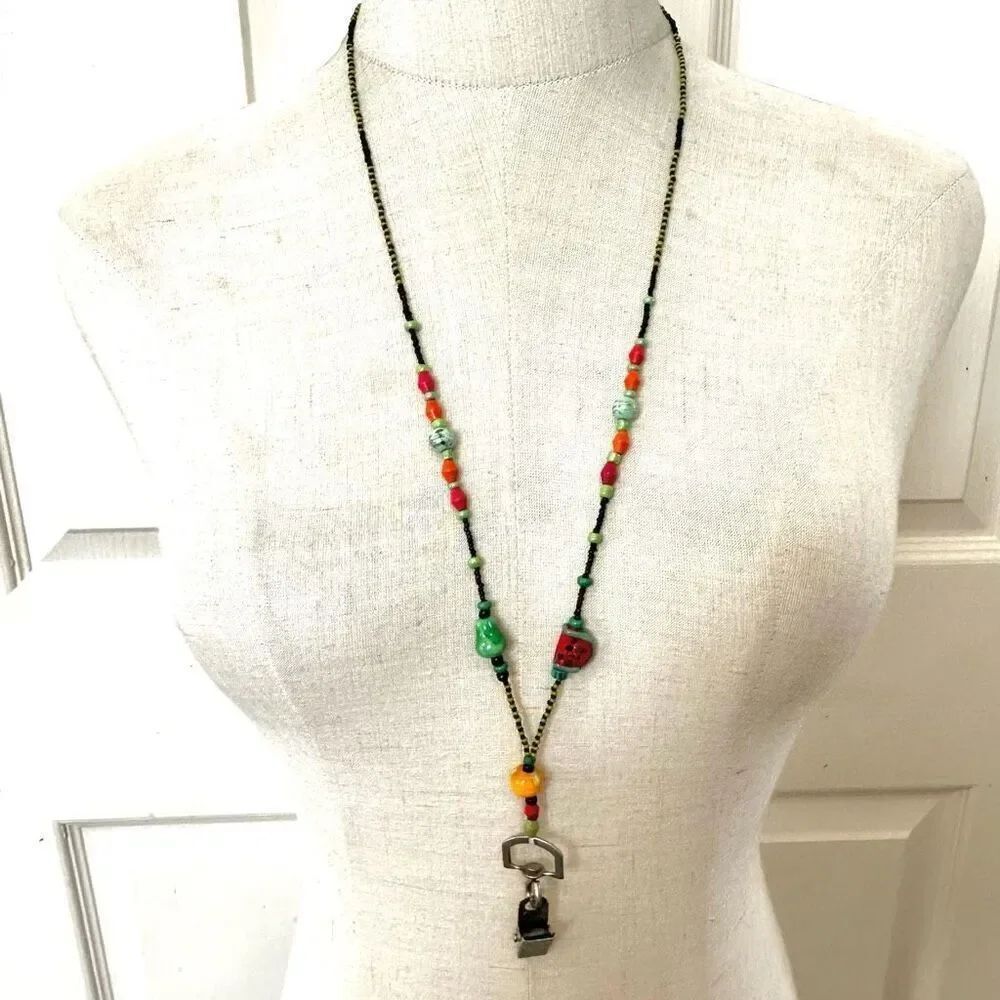 Colorful glass beaded card holder